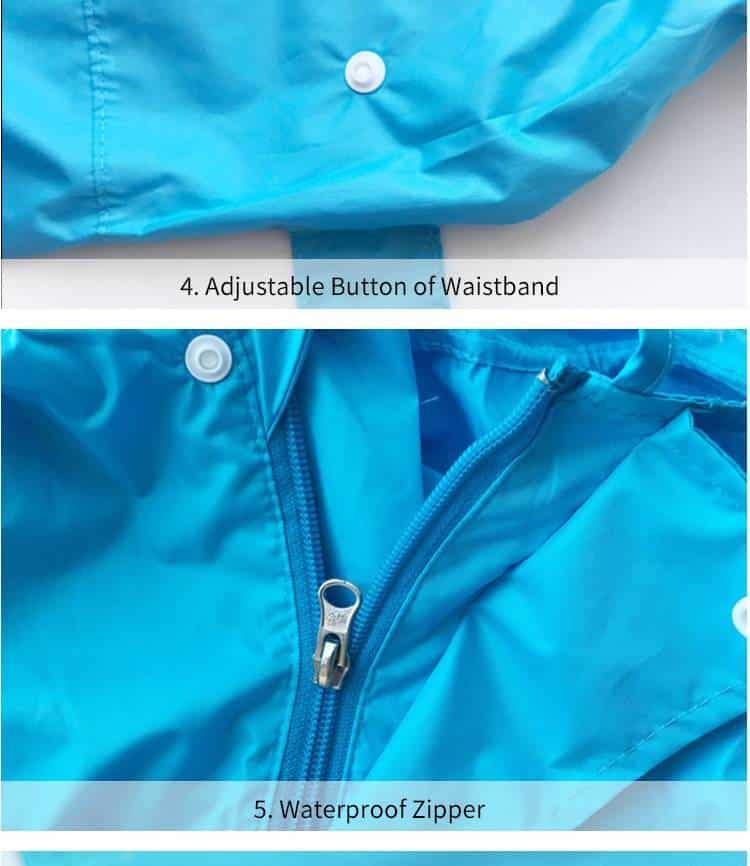 QIAN 2-9 Years Old Fashionable Waterproof Jumpsuit Raincoat Hooded Cartoon Kids One-Piece Rain Coat Tour Children Rain Gear Suit