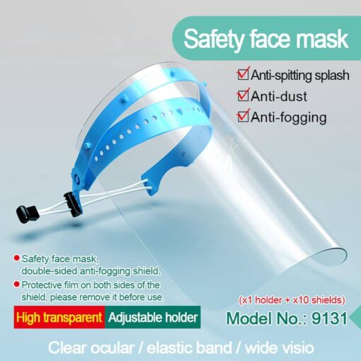10Pcs Full Face Shield Clear Stretchy Headband Protective Mask Anti-Fog Disposable Protective Visor Shields with Holder color: 10PCS  New Arrivals 2020 Fight Coronavirus