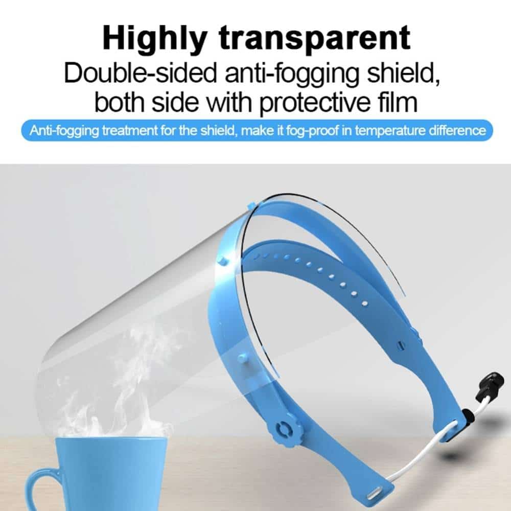 10Pcs Full Face Shield Clear Stretchy Headband Protective Mask Anti-Fog Disposable Protective Visor Shields with Holder