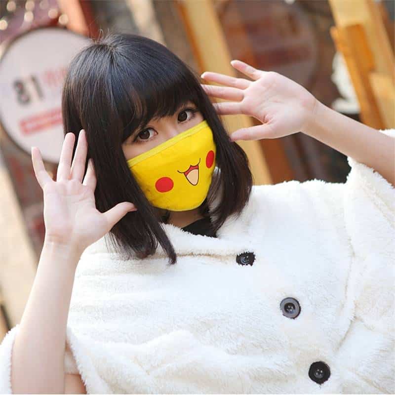 New Cartoon Pokemon Pocket Monster Pikachu Cosplay Masks Cotton Women Girls Smile Kawaii Sunscreen Outdoor Travel Sreet Mask