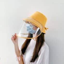 Visually Transparent Plastic Women’s Hat Removable Cap for Women Sun Chapeu Feminino Bucket Hats color: beige|Khaki|no face sheild|Pink|Black|Yellow  New Arrivals 2020 Fight Coronavirus Face Masks Best Sellers