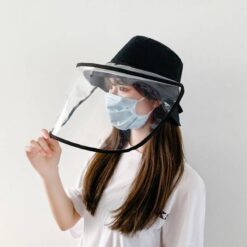 Visually Transparent Plastic Women’s Hat Removable Cap for Women Sun Chapeu Feminino Bucket Hats color: beige|Khaki|no face sheild|Pink|Black|Yellow  New Arrivals 2020 Fight Coronavirus Face Masks Best Sellers