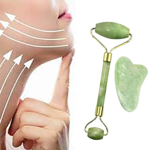 Natural Jade Roller Guasha Skin Scraper Facial Set Facial Stone Firming Face Anti-Aging Puffy Eyes Massager Neck Anti Wrinkle color: A set|Massage Board|Massage Roller  Face Care NEW Uncategorized