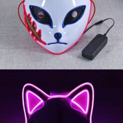 2021 new halloween christmas mask led luminous fox mask cold light mask anime cos props holiday party dance party mask supplies color: 01|02|03  New Arrivals Uncategorized Face Masks