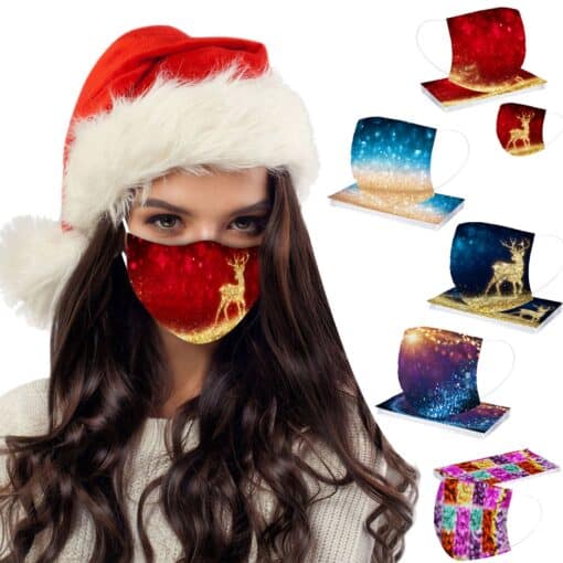 Christmas Deer Disposable Mask Face Mask Adult Halloween Mouth Mask Cute Disposable Masks Woman Mascarillas Desechables Mujer color: A|B|C|D|E  Face Masks For Adults New Arrivals Protection Against COVID-19