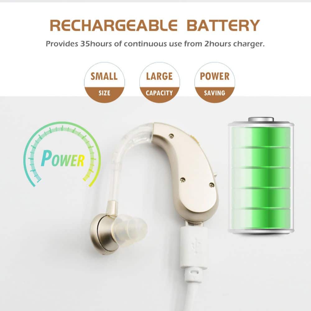 Mini Rechargeable Hearing Aid For The Deaf Digital BET Hearing Aid Adjustable Audio Amplifierelderly Deafness Tools Dropshipping color: brown|Blue Best Hearing Aids In 2022 New Arrivals Best Sellers