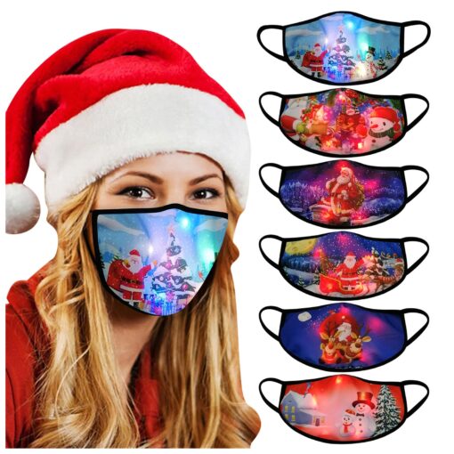 Christmas face Mask. Led Light Up Mask Glowing Christmas Mask Luminous Dust Mask Color Lights Party Rave Mask For Christmas Masquerade Men And Women color: A|B|C|D|E|F|mask bag  Face Masks For Adults New Arrivals Protection Against COVID-19 Face Masks