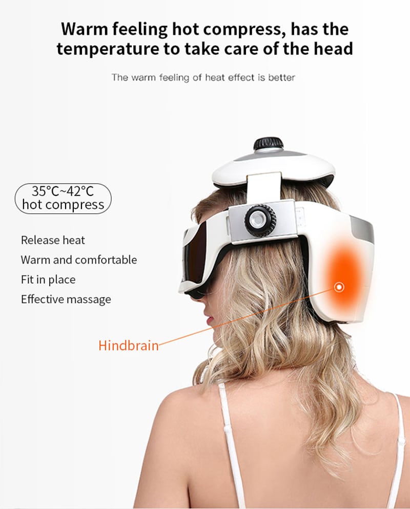 Electric Heating Head Massage Helmet Automatic Air Pressure Vibration Neck Massager Music Eye Massage Health Care