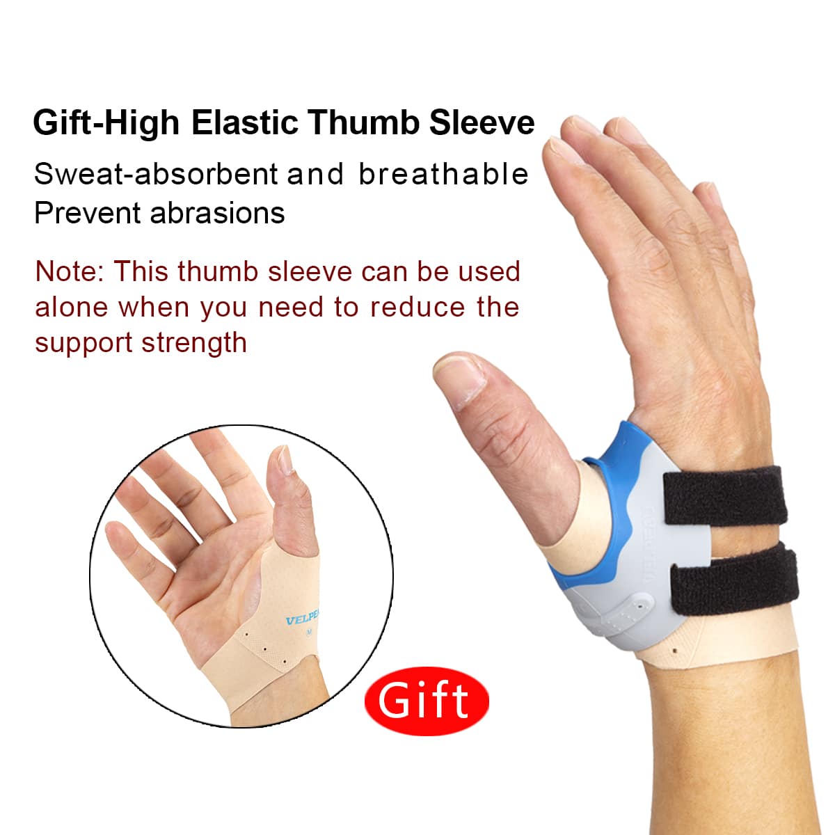 VELPEAU CMC Thumb Orthosis Relieves Arthritis Pain At The Bottom of Thumb Lightweight and Breathable Support Brace With Sleeve