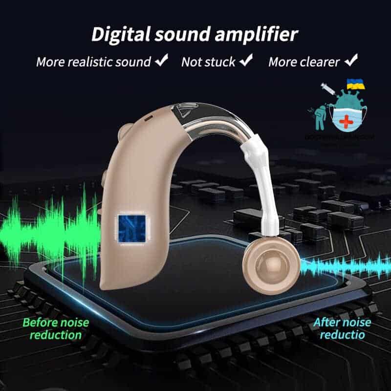 Adjustable Bluetooth Hearing Aid Audiphone Sound Amplifier Deaf Old Man Elderly Listen Music Calls Watching TV Chat