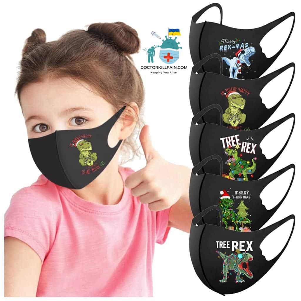 Christmas Cartoon Dinosaur Reusable Face Mask Child Masks For Protection Children Washable Face Mask For Kids Boy Halloween