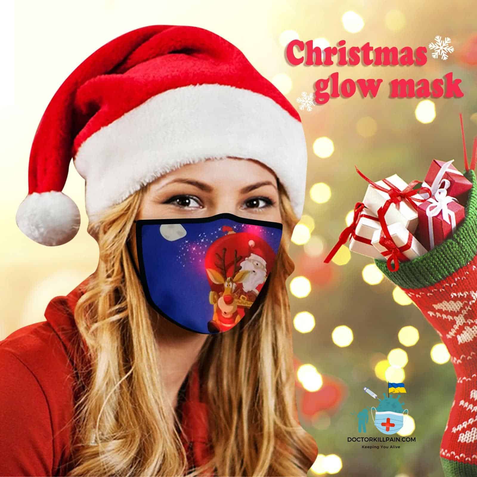 Christmas face Mask. Led Light Up Mask Glowing Christmas Mask Luminous Dust Mask Color Lights Party Rave Mask For Christmas Masquerade Men And Women