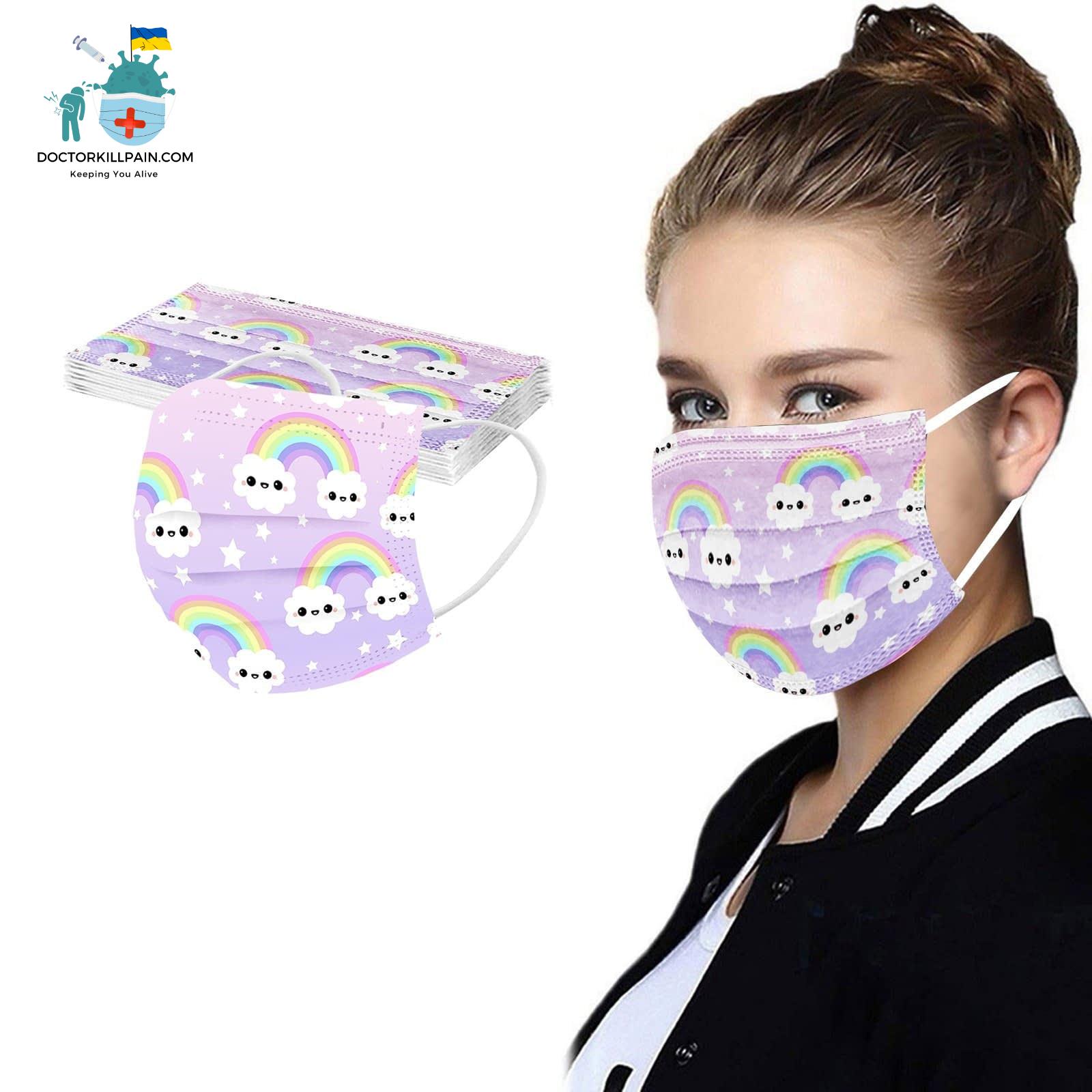 50PCS Mixed Adult Disposable Face Mask Fashion Flower Printed Three-Layer Disposable Face Mask Mascarillas Halloween cosplay