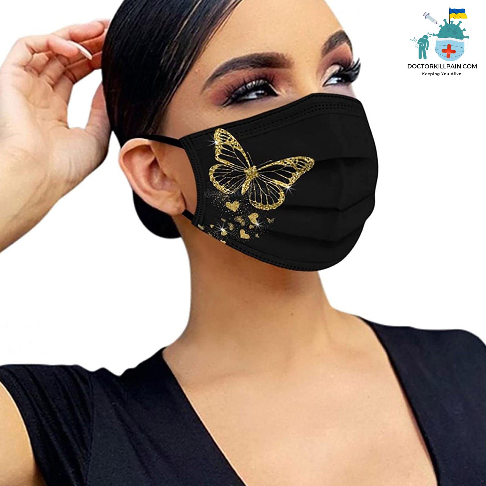 Adult Face Mask. 50pc Disposable Masks Butterflies Mask for Women Fashion Covers Fashion Mouths 3-ply Proteccion Face Masks Halloween Cosplay