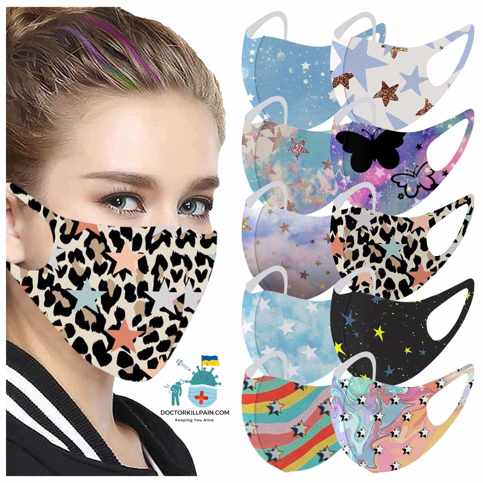 10pcs Face Mask Adult Five-pointed Star Ice Silk Masks Masque Halloween Cosplay Mascarillas Mondkapje Маска Для Лица Mascara