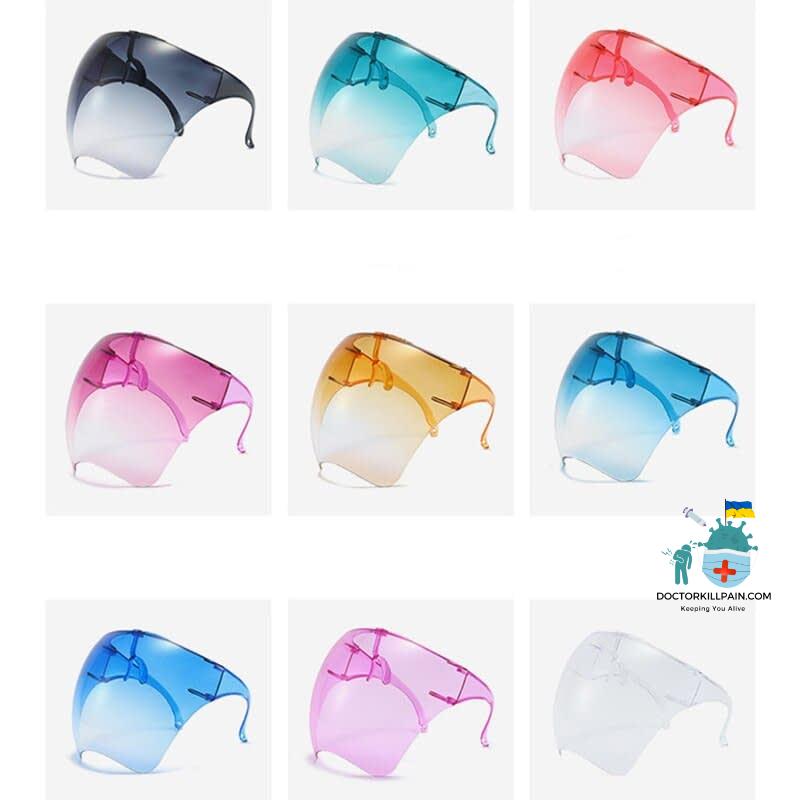 Fashion Clear Full Face Shield Colorful/Transparent Shield Visor Sunglasses PC Anti-Oil Anti-Fog Frame Goggle Shield Children