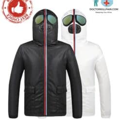 Fight Coronavirus Jacket with Mask | Unisex color: Black|White  New Arrivals Protection Against COVID-19 Face Masks & Face Shields Face Masks Face Masks For Adults Face Shields Face Shields For Adults Jackets with Face Mask Protective Suits & Clothing Best Sellers