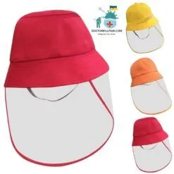 Fisherman Hat with Face Shield For Kids color: Orange|Red|Yellow  New Arrivals Protection Against COVID-19 Face Masks & Face Shields Face Shields Face Shields For Kids Best Sellers