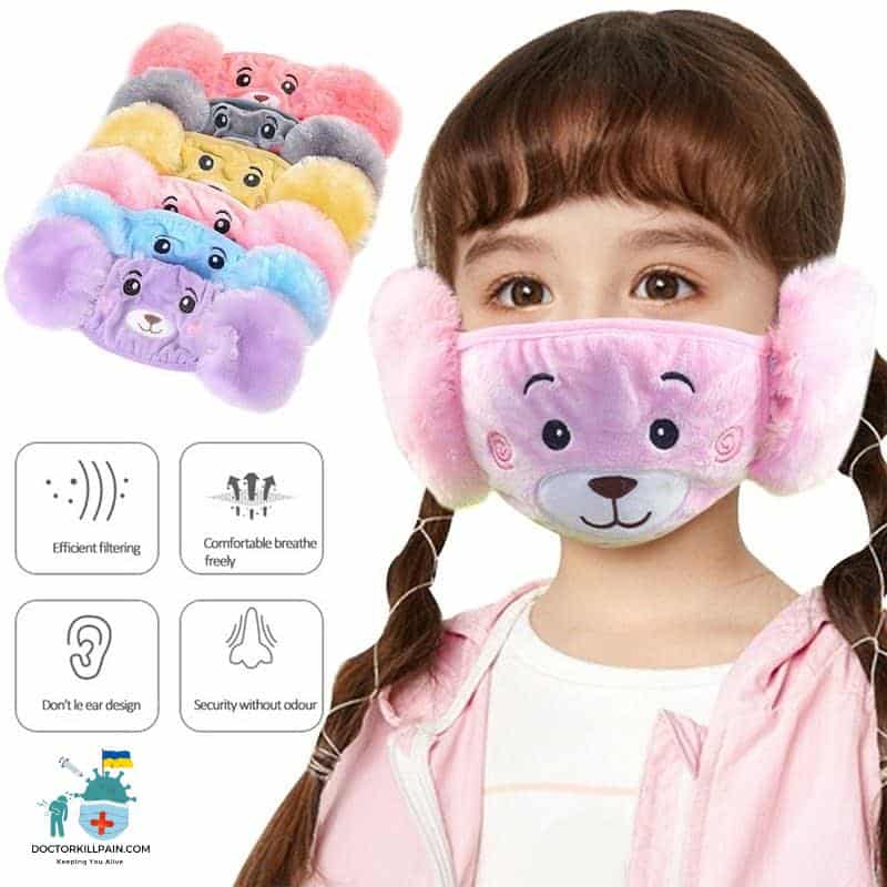 Children Reusable Protective cartoon Printing Mouth Mask Anti Dust Face Mask Windproof Keep Warm Earmuffs Mouth-muffle Mask