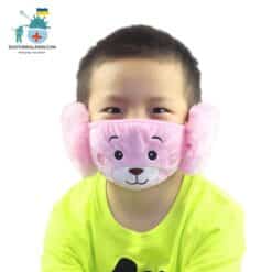 Fluffy Bear Face Mask With Earmuffs For Kids color: grey|Khaki|Pink|Purple|Red|Blue  New Arrivals Protection Against COVID-19 Face Masks & Face Shields Face Masks Safest Face Masks For Kids Best Back to School Face Masks For Kids Best Sellers