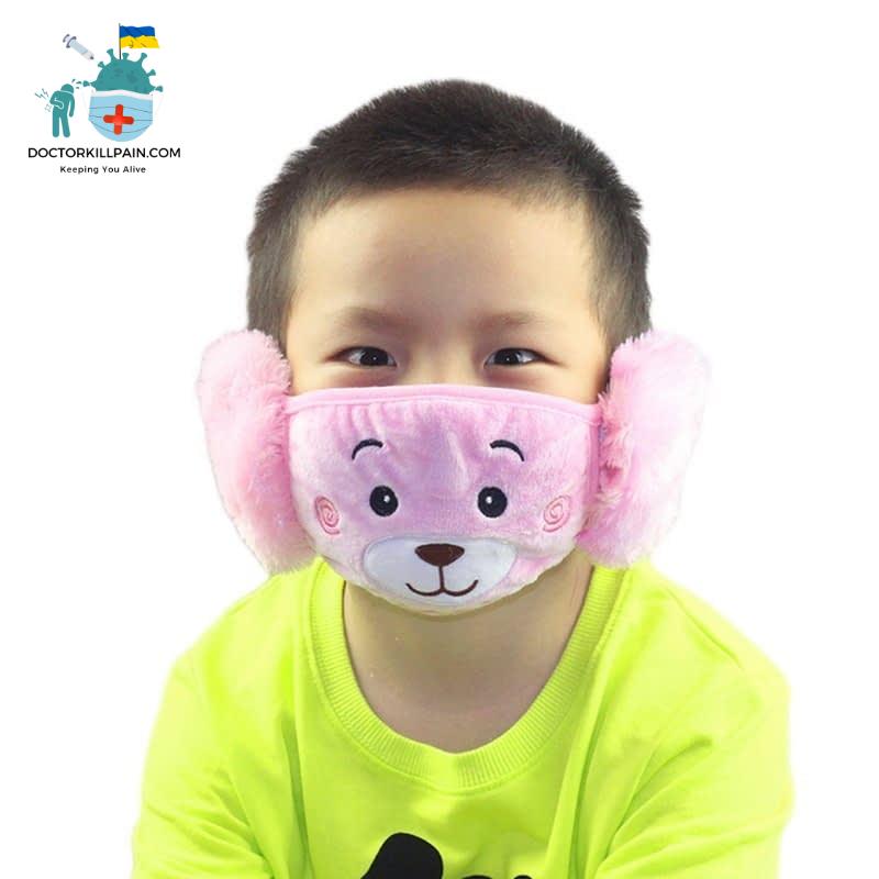 Children Reusable Protective cartoon Printing Mouth Mask Anti Dust Face Mask Windproof Keep Warm Earmuffs Mouth-muffle Mask