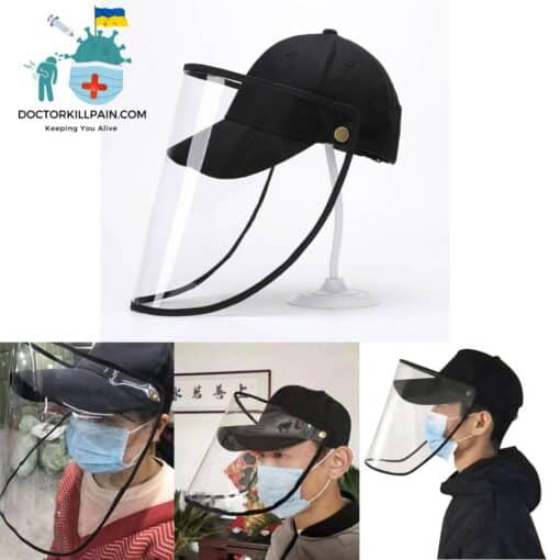 Hat With Protective Flip-Up Face Shield color: Khaki|Red|Black|Blue|White|Yellow  New Arrivals Protection Against COVID-19 Face Masks & Face Shields Face Shields Face Shields For Adults Best Sellers