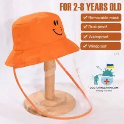 Kids Bucket Hat with Face Shield (2-8 yrs) color: Orange  New Arrivals Protection Against COVID-19 Face Masks & Face Shields Face Shields Face Shields For Kids Best Sellers