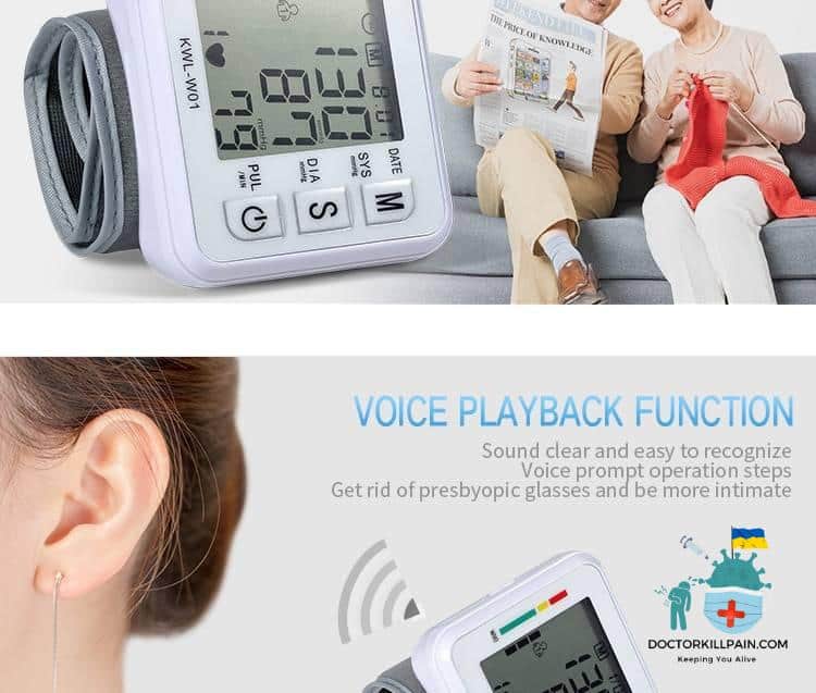 Russian Voice English Cuff Wrist Sphygmomanometer Blood Presure Monitor Heart Rate Pulse Portable Tonometer LCD Display