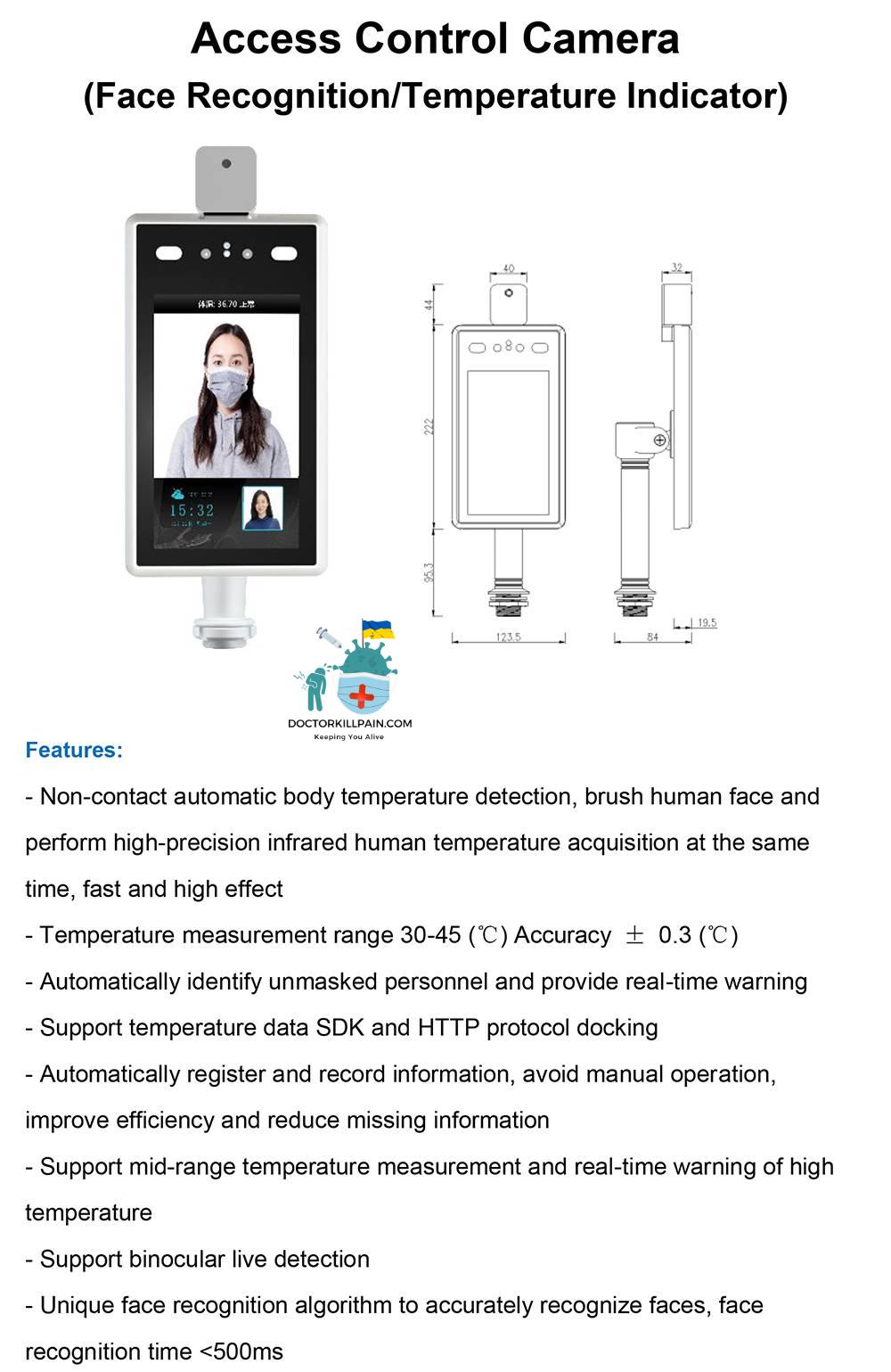 7inch Body Temperature Facial Recognition Camera ip thermal security camera thermal Human Detect Access Control Face Recognize