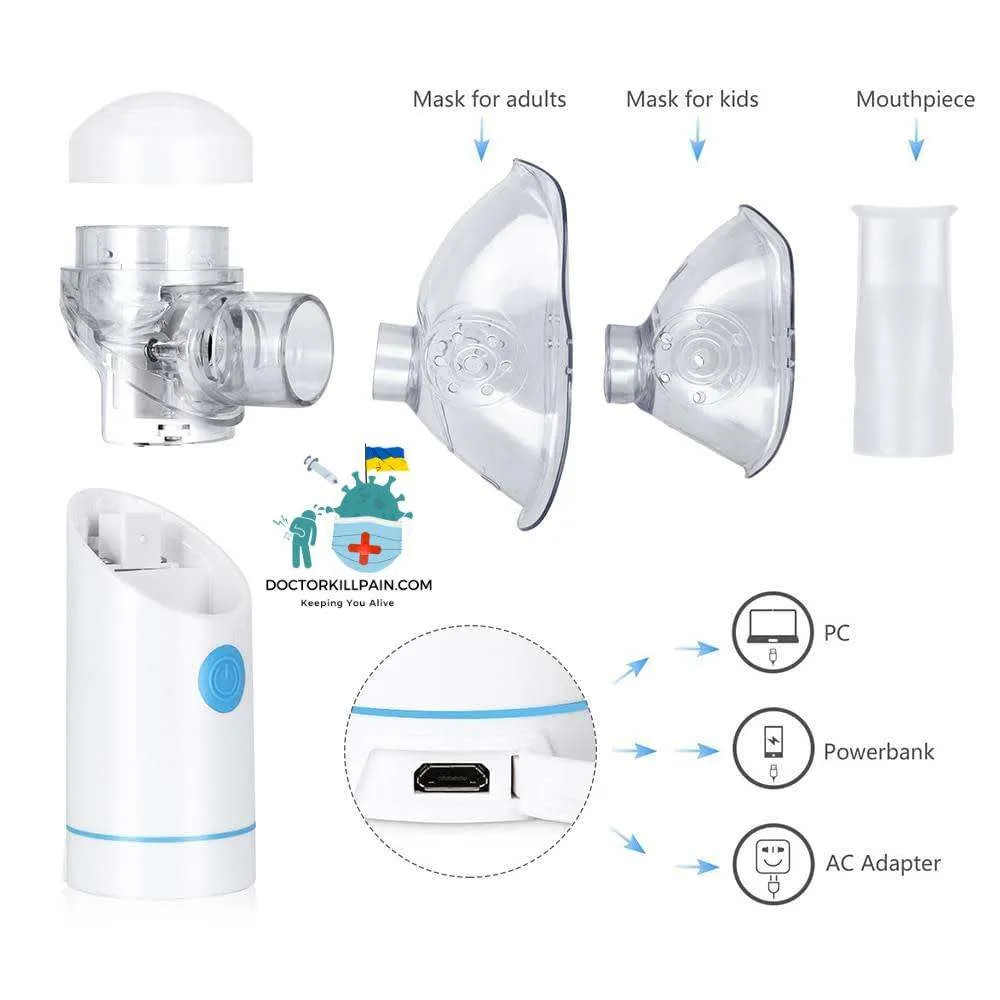 USB Rechargeable Mini Mesh Nebulizer Inhaler Kit Travel Portable Handheld Silent Atomizer for Adult Kids Asthma Rhinitis Cough USB Rechargeable Mini Mesh Nebulizer Inhaler Kit Travel Portable Handheld Silent Atomizer for Adult Kids Asthma Rhinitis Cough