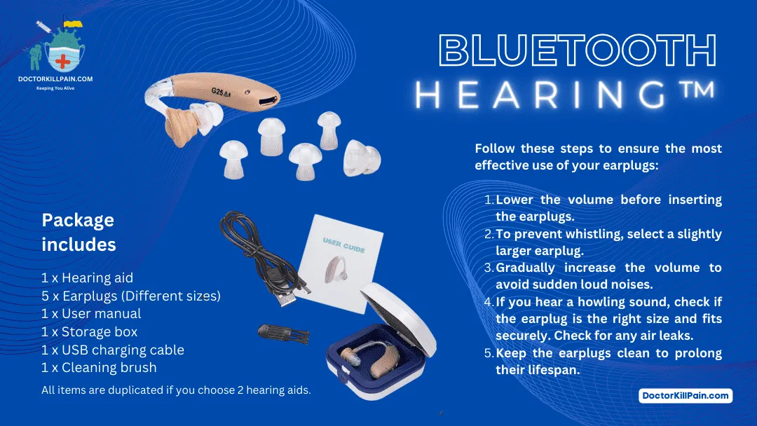 Bluetooth Hearing™️ Hearing Aid With Bluetooth Package & Reminders