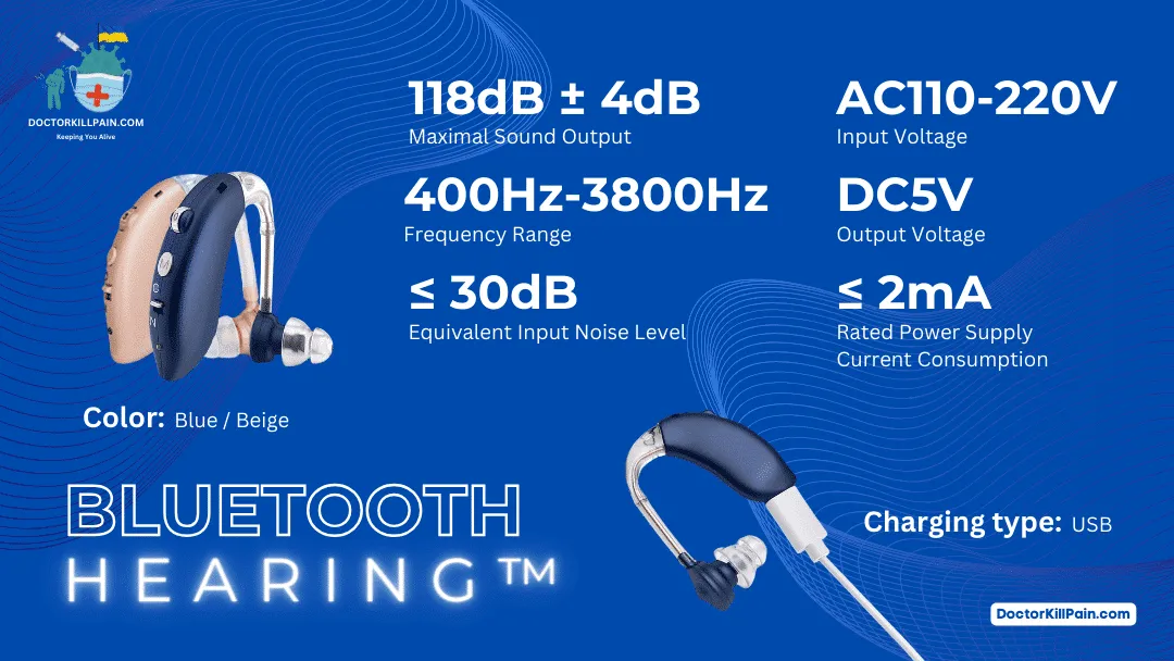 Bluetooth Hearing™️ Hearing Aid With Bluetooth Specifications